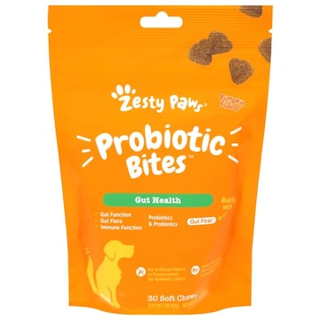 Zesty Paws All Ages Gut Health Soft Chews Pumpkin Flavor Probiotic Bites