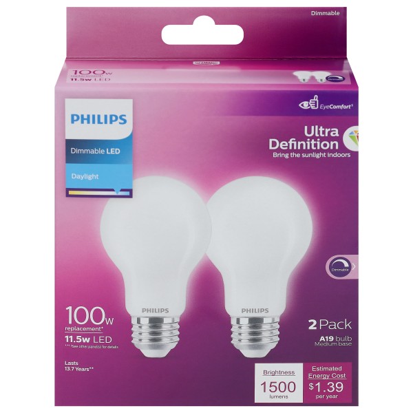 Phillips' Daylight 11.5 Watts A19 Dimmable LED Bulbs | Publix