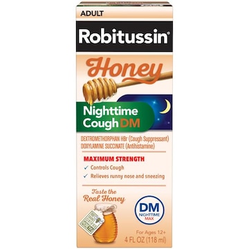 Robitussin Maximum Strength Honey Nighttime Cough DM - 4 Fl Oz