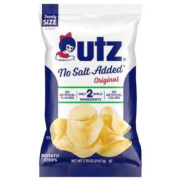 Utz Potato Chips, No Salt Added, Original, Family Size