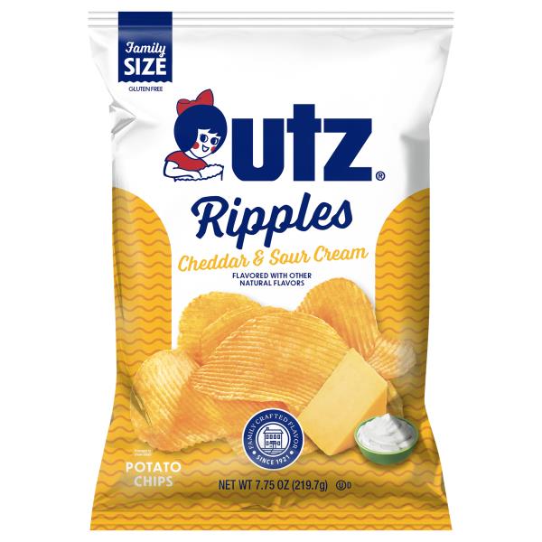 Utz's Potato Chips, Cheddar & Sour Cream, Ripples, Family Size