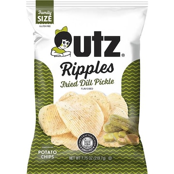 Utz Potato Chips, Fried Dill Pickle Flavored, Ripples, Family Size