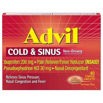 Advil Coated Caplets Non-Drowsy Unflavored Cold & Sinus
