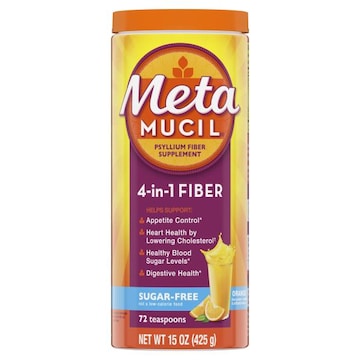 Metamucil 4 in 1 Fiber Supplement Powder, Sugar-Free, Orange, 72 tsp