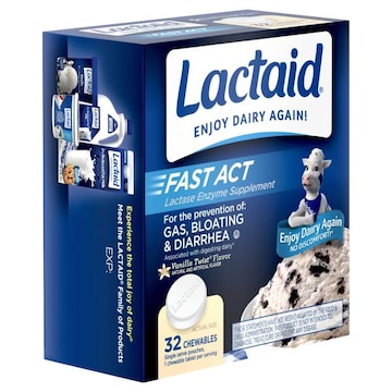 LACTAID Lactose Intolerance Supplements, Chewables, Vanilla