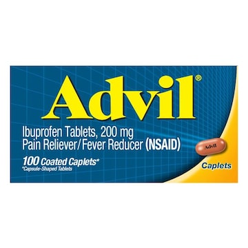 Advil Pain Reliever and Fever Reducer, Ibuprofen 200mg for Pain Relief - 100 Coated Caplets