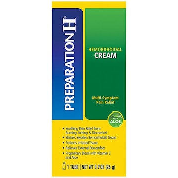 PREPARATION H Hemorrhoid Symptom Treatment Cream (0.9 Ounce Tube), Maximum Strength Multi-Symptom Pain Relief with Aloe