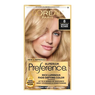 L'Oreal Paris Superior Preference Luminous Fade-Defying Permanent Hair Color 8 Medium Blonde