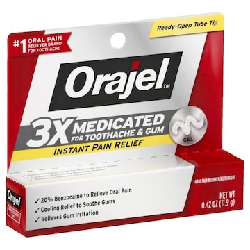 Orajel 3x Medicated for Toothache & Gum, Instant Pain Relief, Gel