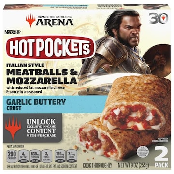 Hot Pockets Sandwiches, Meatballs & Mozzarella, Garlic Buttery Crust, Italian Style, 2 Pack