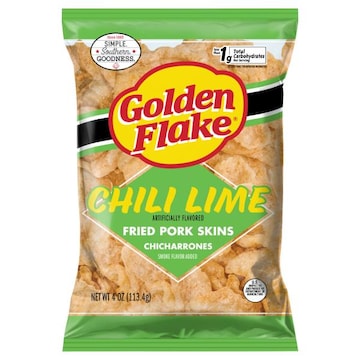Golden Flake Pork Skins, Chili Lime, Fried, Chicharrones