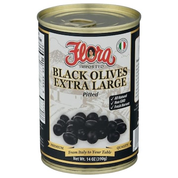 Flora Black Olives, Pitted, Extra Large