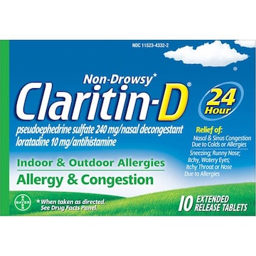 Claritin Allergy & Congestion, Indoor & Outdoor Allergies, 24 Hour, Extended Release Tablets