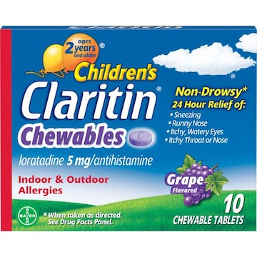 Claritin Allergies, 5 mg, Children's, Chewable Tablets, Grape Flavor