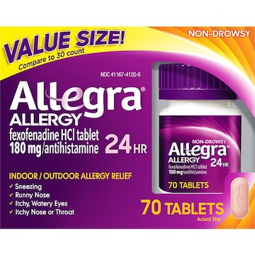 Allegra Allergy Relief, Indoor/Outdoor, 24 Hr, Non-Drowsy, Tablets, Value Size
