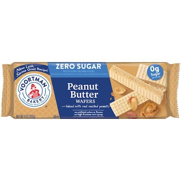 Voortman Bakery Enjoy sugar-free peanut butter wafers, the perfect feel good treat. Baked with real roasted peanuts, VOORTMAN Zero Sugar Peanut Butter Wafers pack all