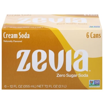 Zevia Soda, Zero Sugar, Cream Soda