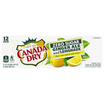 Canada Dry Soda, Zero Sugar, Ginger Ale and Lemonade, 12 Pack