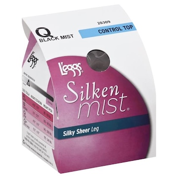 L'eggs Silken Mist Pantyhose, Silky Sheer Leg, Control Top, Sheer Toe, Q, Black Mist