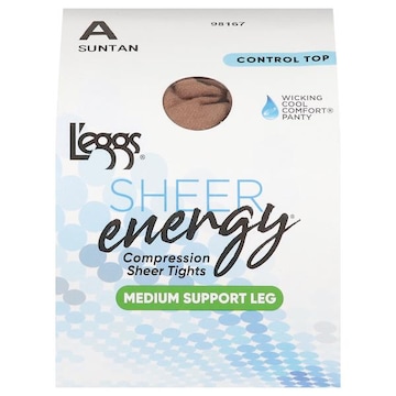 L'eggs Sheer Energy Sheer Tights, Compression, Medium Support Leg, Suntan, A