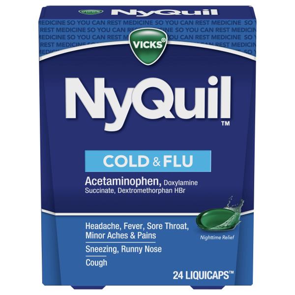 Vicks NyQuil Cold & Flu, Nighttime Relief, Liquicaps | Publix Super Markets