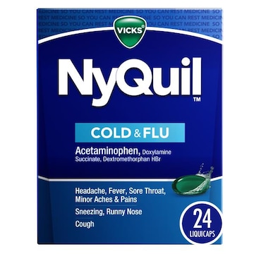 Vicks Cold & Flu NyQuil Cold & Flu, LiquiCap Over-the-Counter Medicine, 24ct