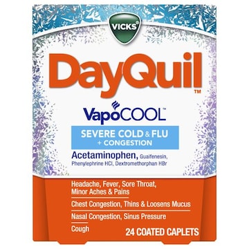 Vicks DayQuil VapoCool Cold & Flu + Congestion, Severe, Coated Caplets