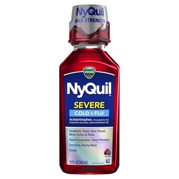 Vicks <p>SEVERE</p> NyQuil SEVERE Cold & Flu Liquid Medicine, Berry, 12 FL OZ