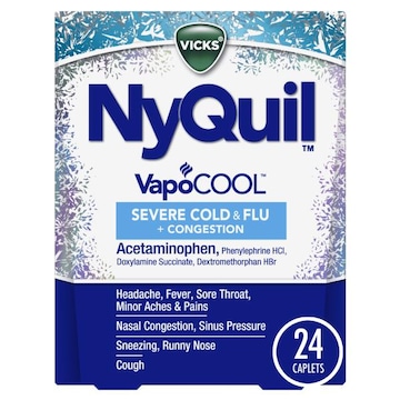 Vicks Severe + VapoCool NyQuil SEVERE VapoCOOL Cold & Flu, Caplet Medicine, 24ct
