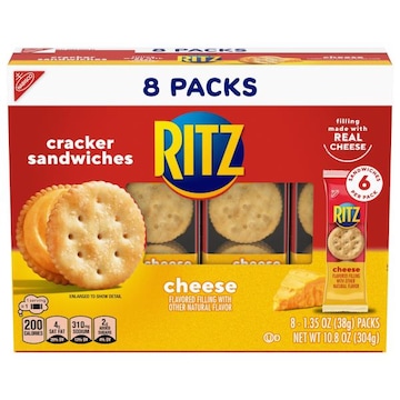 Ritz RITZ Cheese Sandwich Crackers, Lunch Snacks, 8 Snack Packs (6 Crackers Per Pack)