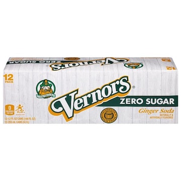 Vernors Soda, Ginger, Zero Sugar, 12 Pack