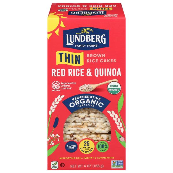 Lundberg Family Farms Thin Stackers Rice Cakes, Organic, Red Rice