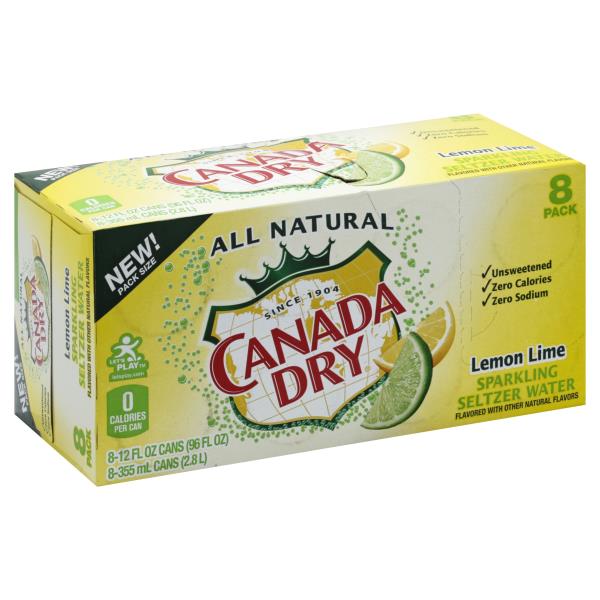 Canada Dry Sparkling Water, Seltzer, Lemon Lime, 8 Pack Publix Super