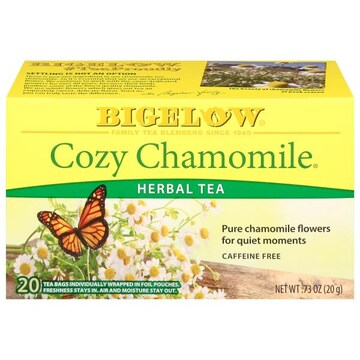 Bigelow Bigelow Cozy Chamomile, Caffeine Free Herbal Tea, Tea bags, 20 TB, 20 individually wrapped tea bags