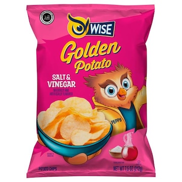 WISE Golden Potato Potato Chips, Salt & Vinegar, Peppy