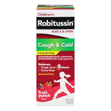 Robitussin Children's Children's Long-Acting Cough and Cold Medicine, Fruit Punch Flavor - 4 Fl Oz Bottle