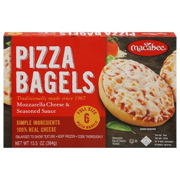 Macabee Pizza Bagels, Mozzarella Cheese & Seasoned Sauce, Full Size