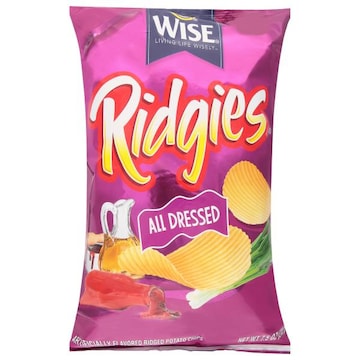 Wise Ridgies Potato Chips, Ridged, All Dressed