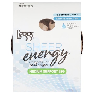 L'eggs Sheer Energy Sheer Tights, Compression, Medium Support Leg, Nude XLO, B