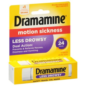 Dramamine Motion Sickness, Less Drowsy, 25 mg, Tablets