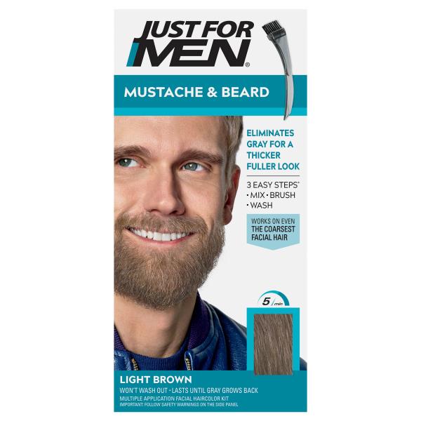 Just For Men Facial Hair Color Kit, Multiple Application, Light