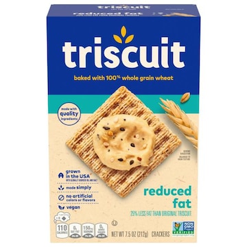 Triscuit Triscuit Reduced Fat Whole Grain Wheat Crackers, Vegan Crackers, Vegan Snacks, Lunch Snacks, 7.5 oz