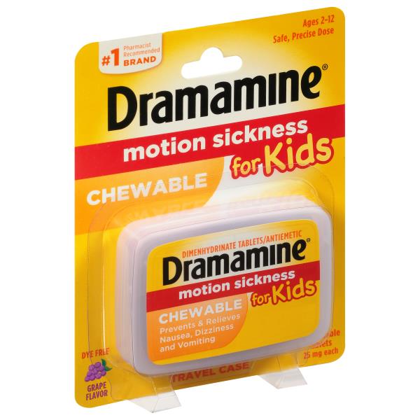 Dramamine Motion Sickness, 25 mg, Chewable Tablets, Grape Flavor