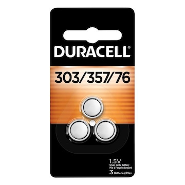 Duracell Batteries, Silver Oxide, 303/357/76, 1.5V, 3 Pack
