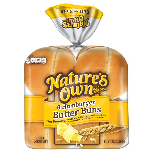 Nature's Own Nature's Own Hamburger Butter Buns, Soft White Bread