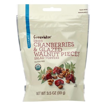 GreenWise Salad Toppers, Organic, Dried Cranberries & Glazed Walnut Pieces