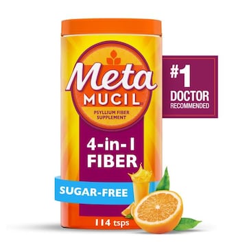 Metamucil Smooth 4 in 1 Fiber Supplement Powder, Sugar-Free, Orange, 114 tsp