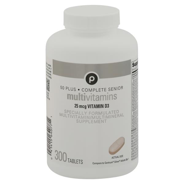 Publix Multivitamins, Complete Senior, 50 Plus, 25 mcg, Tablets
