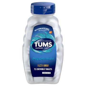 Tums Chewable Antacid Tablets for Ultra Strength Heartburn Relief, Peppermint