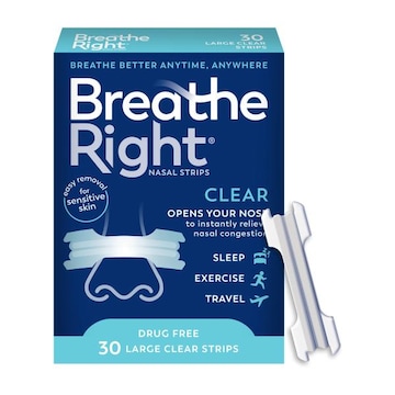 Breathe Right Nasal Strips, Drug Free, Clear, Large